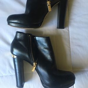 Michael Kors black leather booties